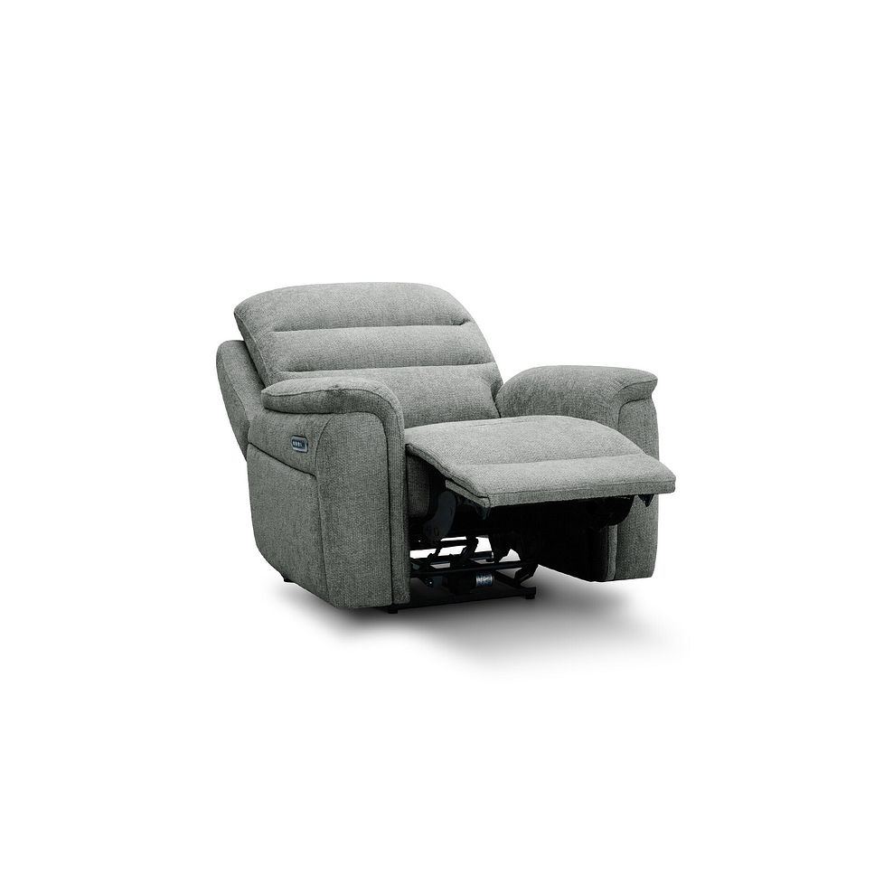 Jarrod Power Recliner Armchair in Hopsack Platinum Fabric 3