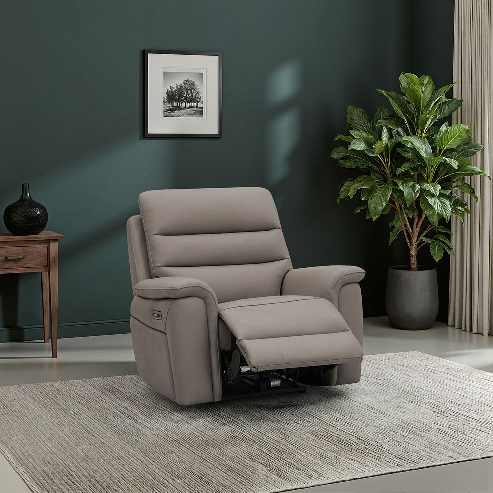 Jarrod Power Recliner Armchair in Oyster Leather 1