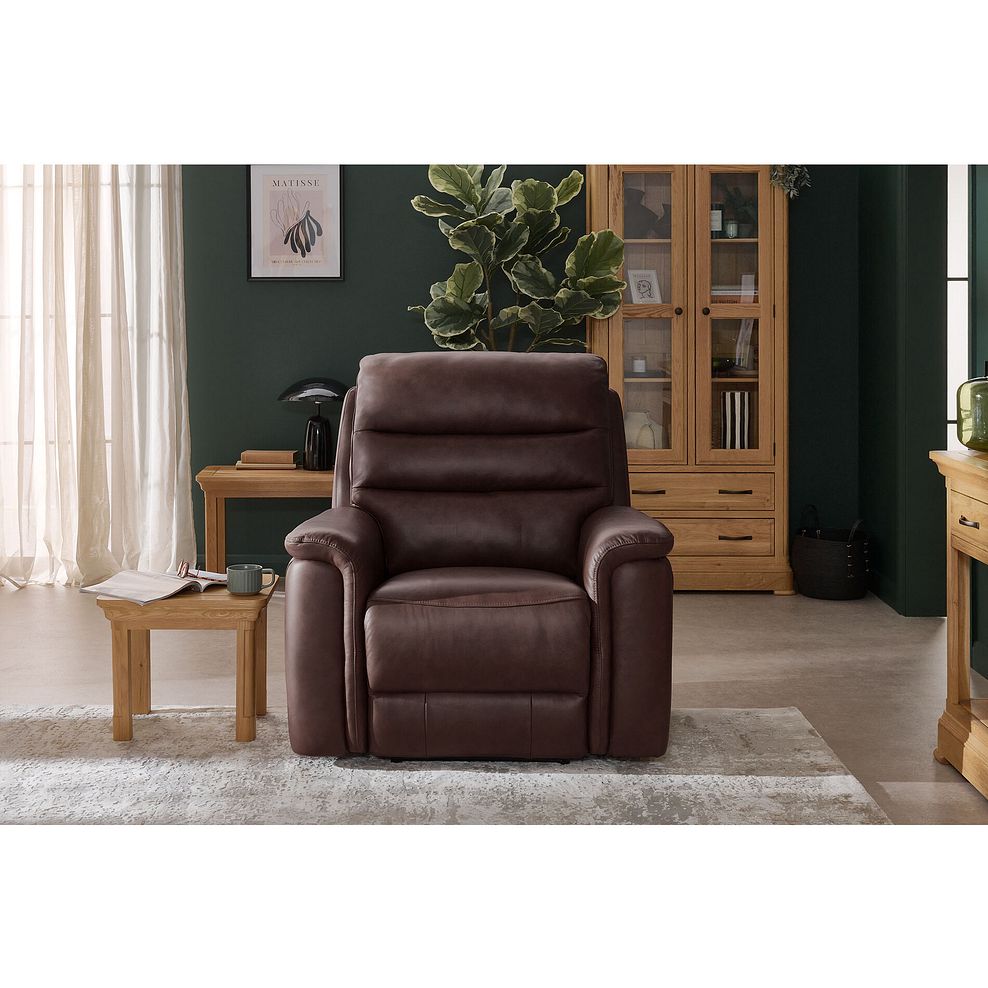 Jarrod Power Recliner Armchair with Adjustable Power Headrest and Lumbar Support in Chestnut Leather 1