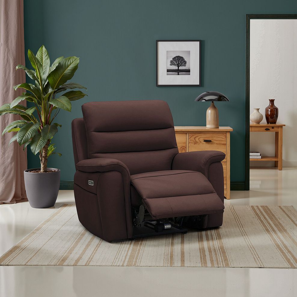 Jarrod Power Recliner Armchair with Adjustable Power Headrest and Lumbar Support in Chestnut Leather 17