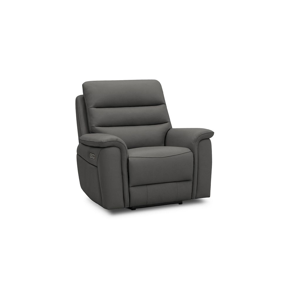 Jarrod Power Recliner Armchair with Adjustable Power Headrest and Lumbar Support in Elephant Grey Leather 1