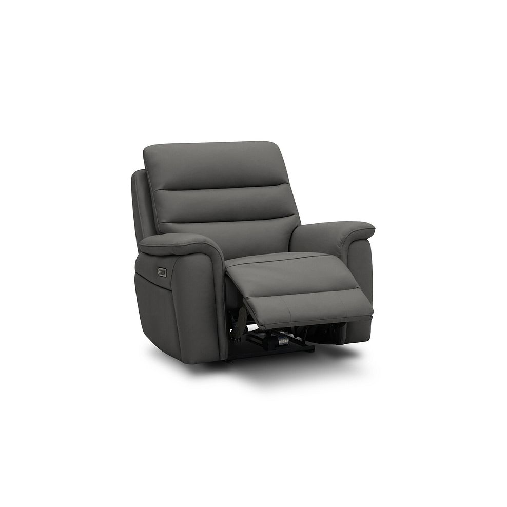 Jarrod Power Recliner Armchair with Adjustable Power Headrest and Lumbar Support in Elephant Grey Leather 2
