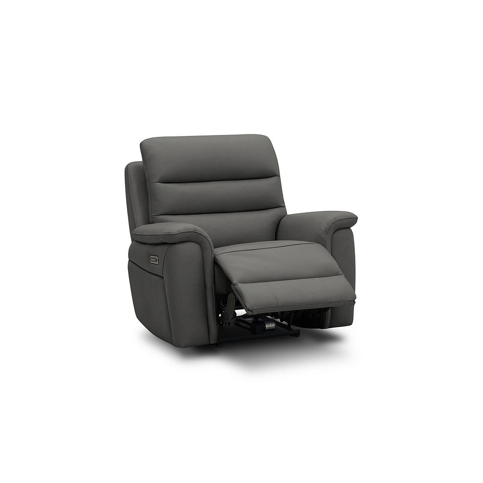 Jarrod Power Recliner Armchair with Adjustable Power Headrest and Lumbar Support in Elephant Grey Leather 3