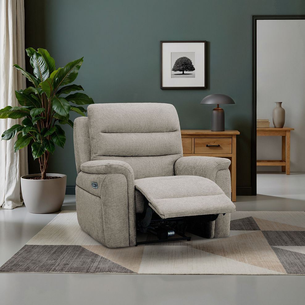 Jarrod Power Recliner Armchair with Adjustable Power Headrest and Lumbar Support in Hopsack Linen Fabric 1