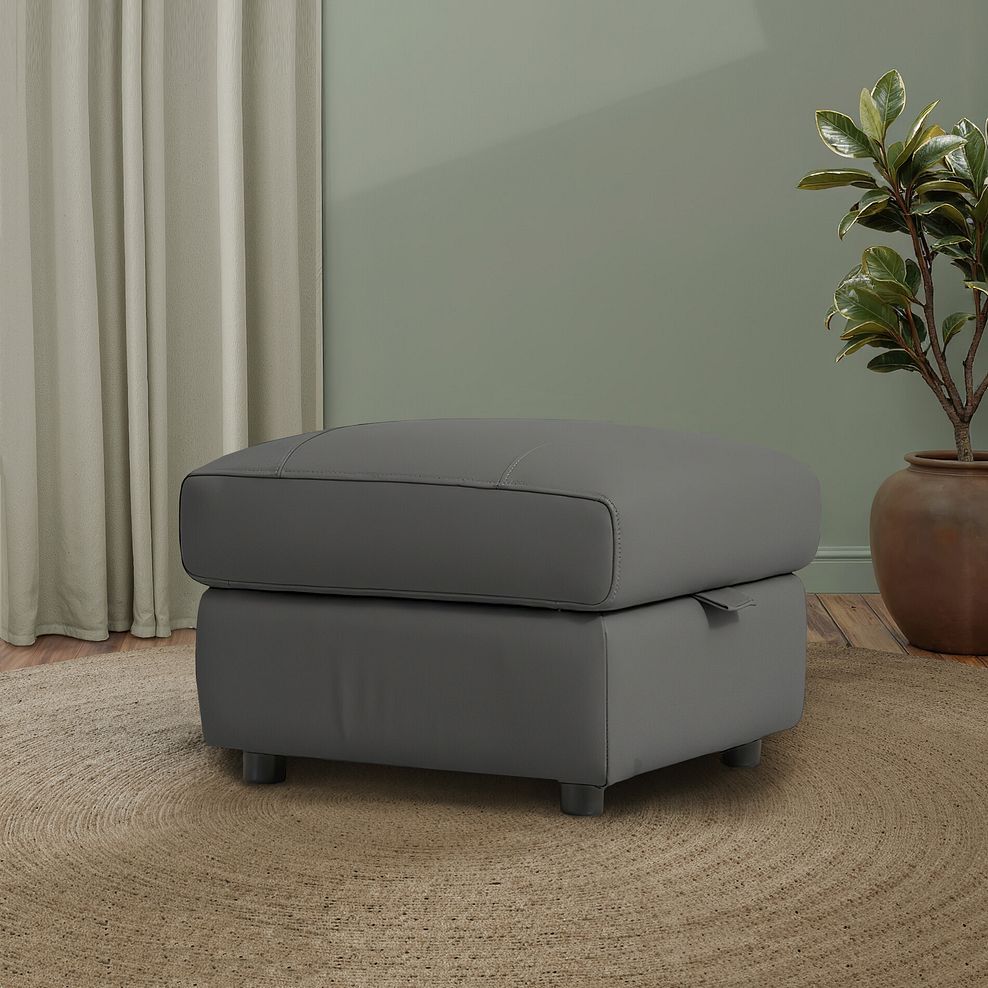 Jarrod Storage Footstool in Elephant Grey Leather 1