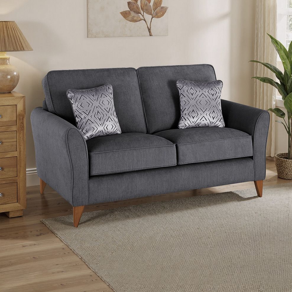 Jasmine 2 Seater Sofa in Campo Fabric - Pewter with Khalifa Steel Scatters 1