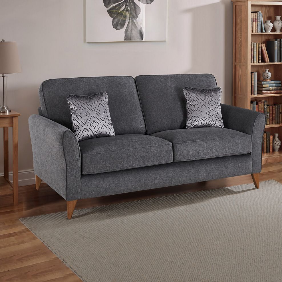 Jasmine 3 Seater Sofa in Campo Fabric - Pewter with Khalifa Steel Scatters 1