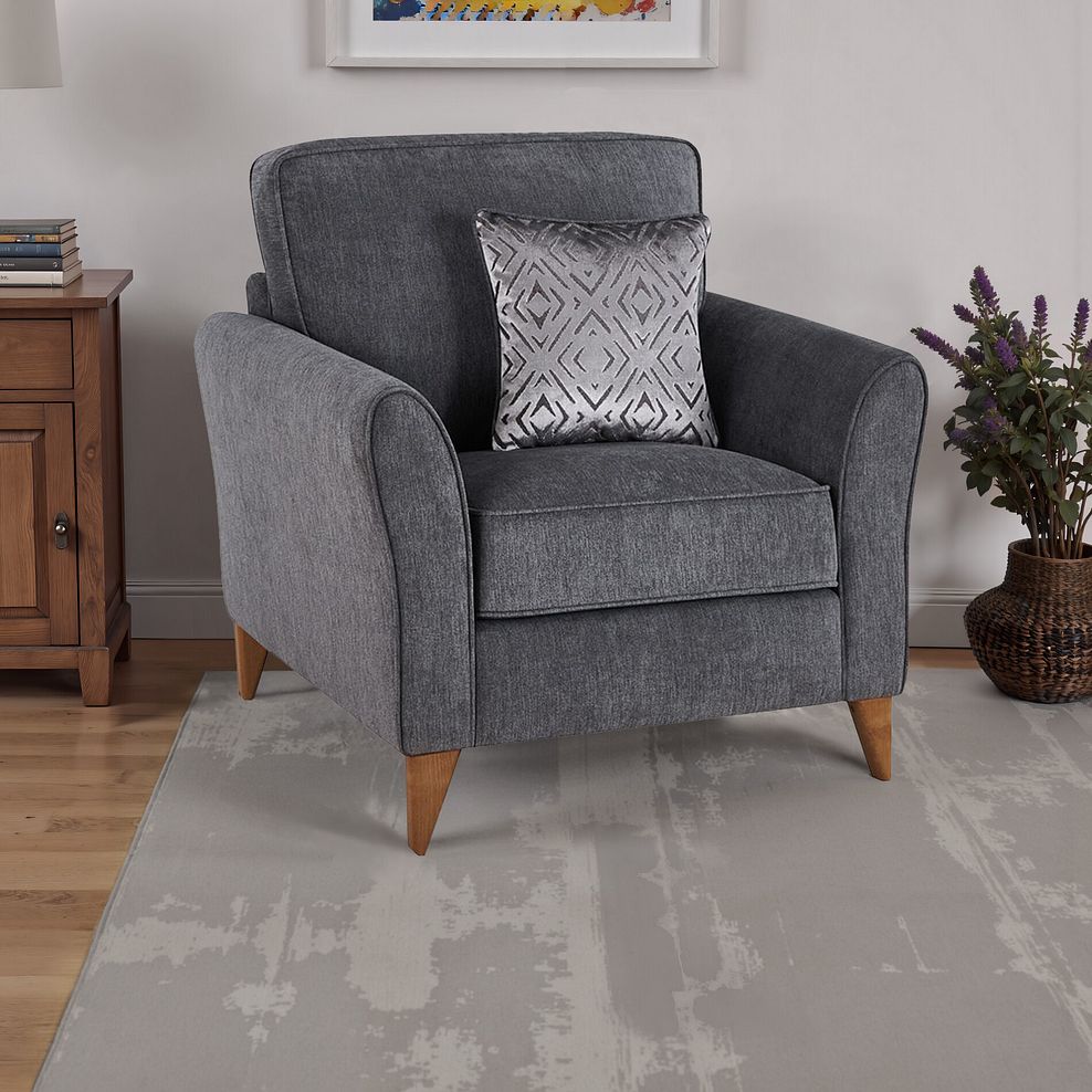 Jasmine Armchair in Campo Fabric - Pewter with Khalifa Steel Scatters 1
