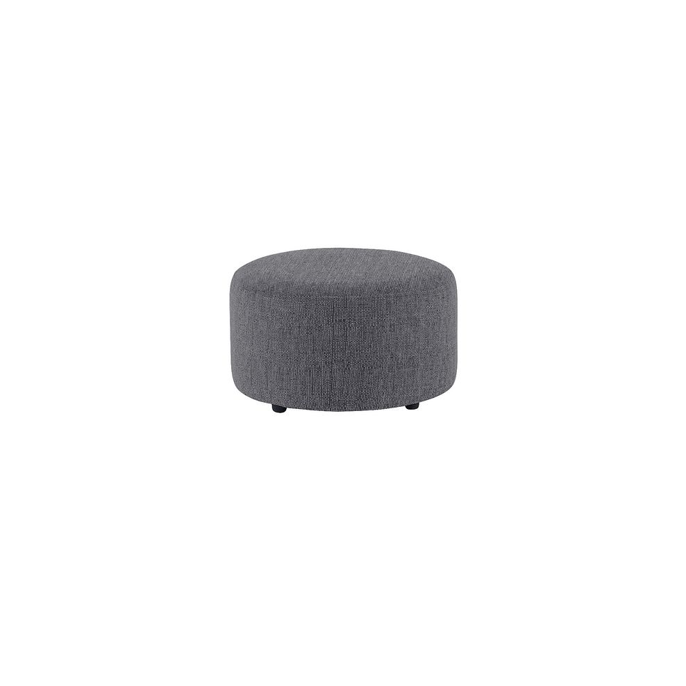 Jasmine Round Footstool in Campo Pewter Fabric