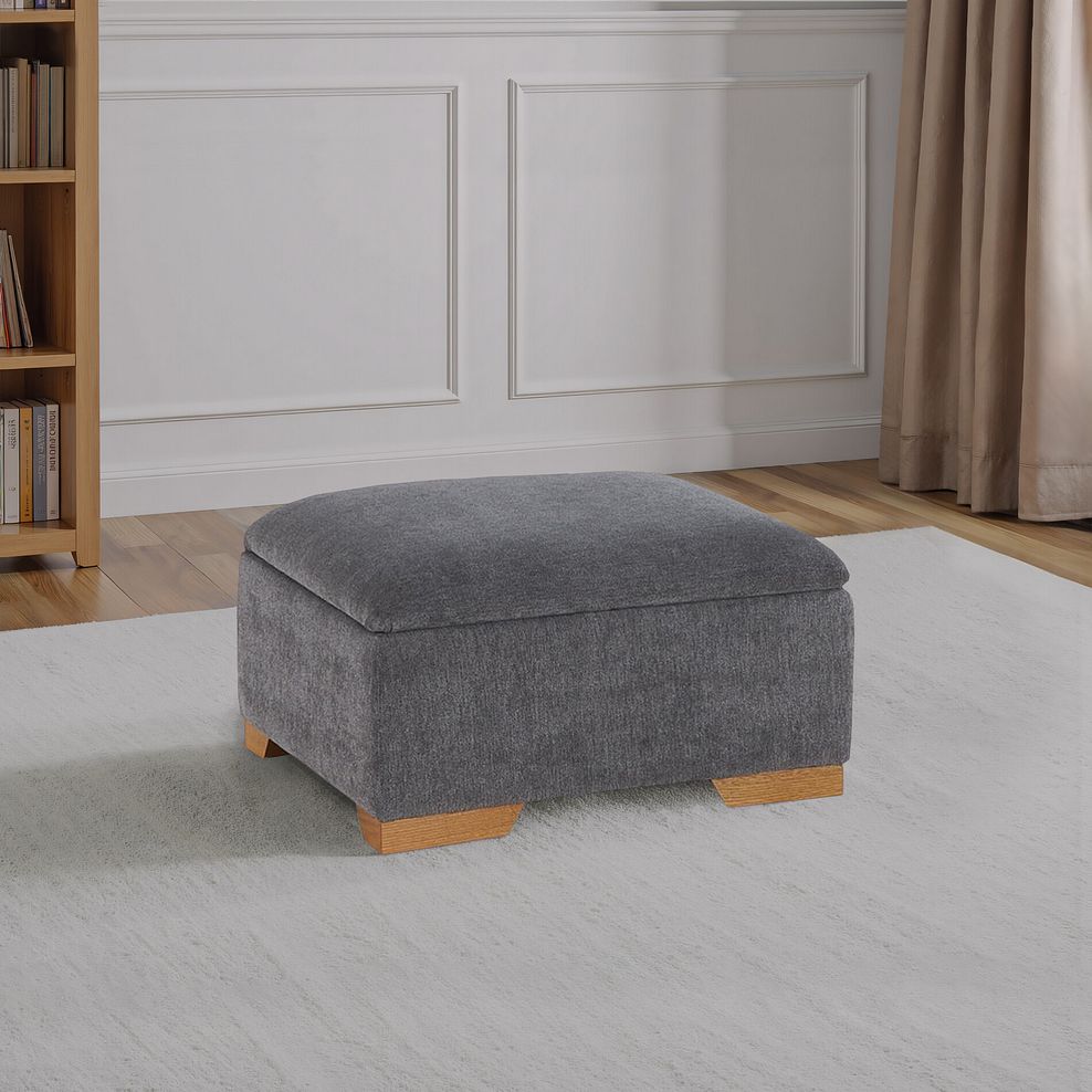 Jasmine Storage Footstool in Campo Pewter Fabric 1