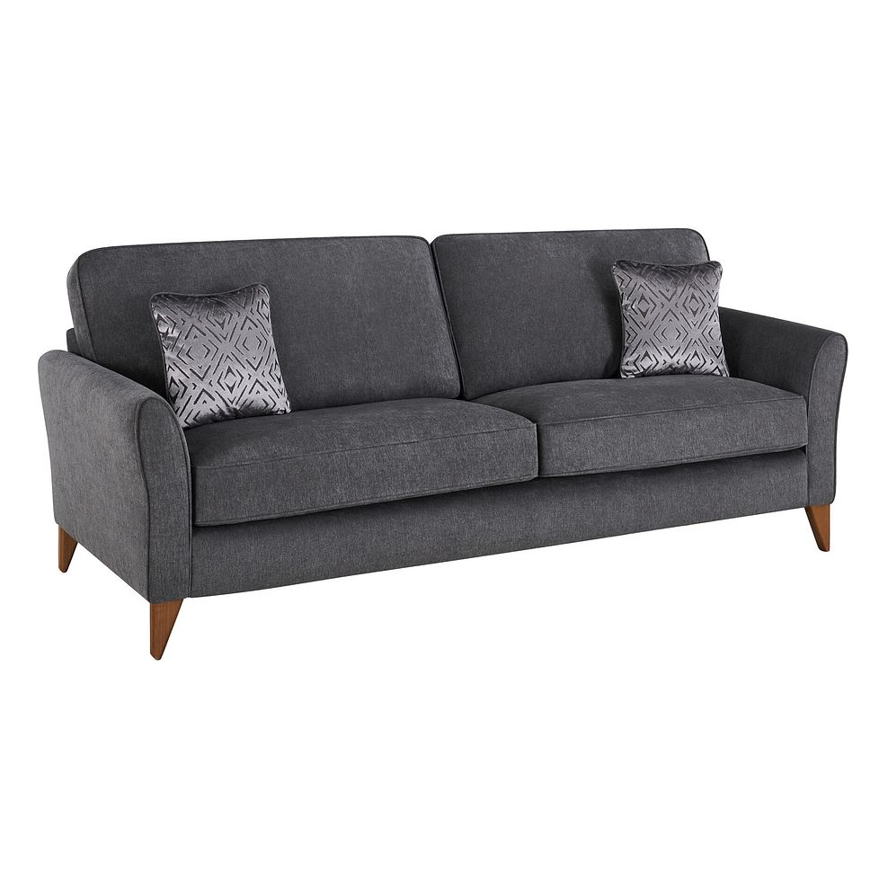 Jasmine 4 Seater Sofa in Campo Fabric - Pewter with Khalifa Steel Scatters 1