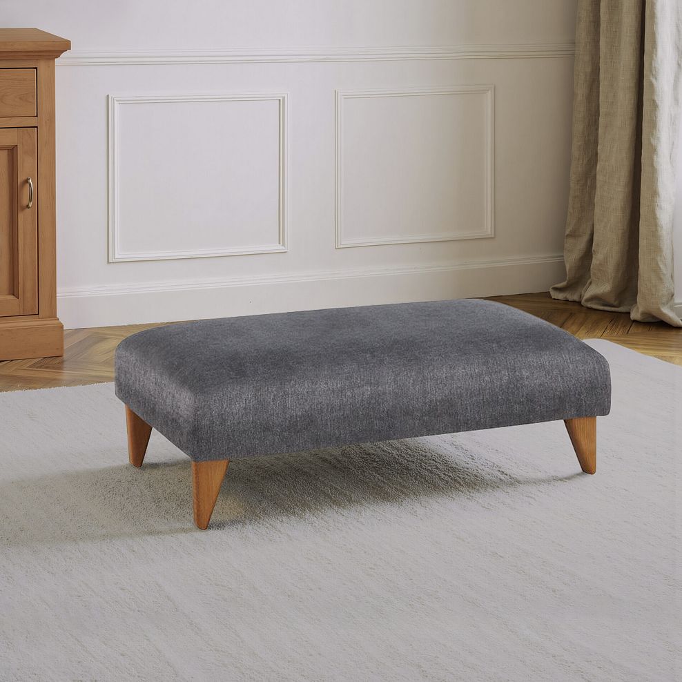 Jasmine Footstool in Campo Pewter Fabric 1