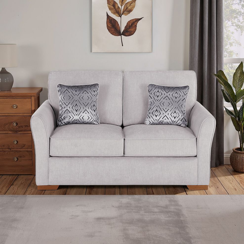 Jasmine 2 Seater Sofa Bed with Standard Mattress in Campo Silver with Khalifa Steel Scatters 1