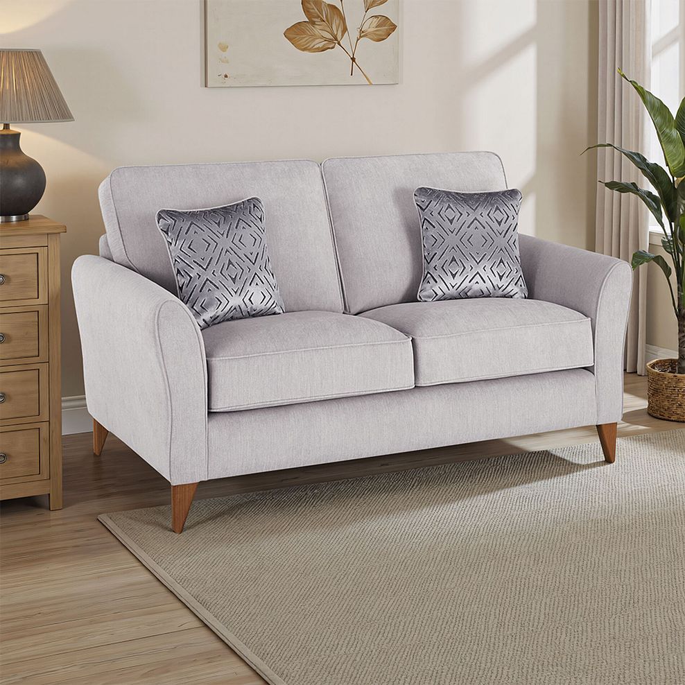 Jasmine 2 Seater Sofa in Campo Fabric - Silver with Khalifa Steel Scatters 1
