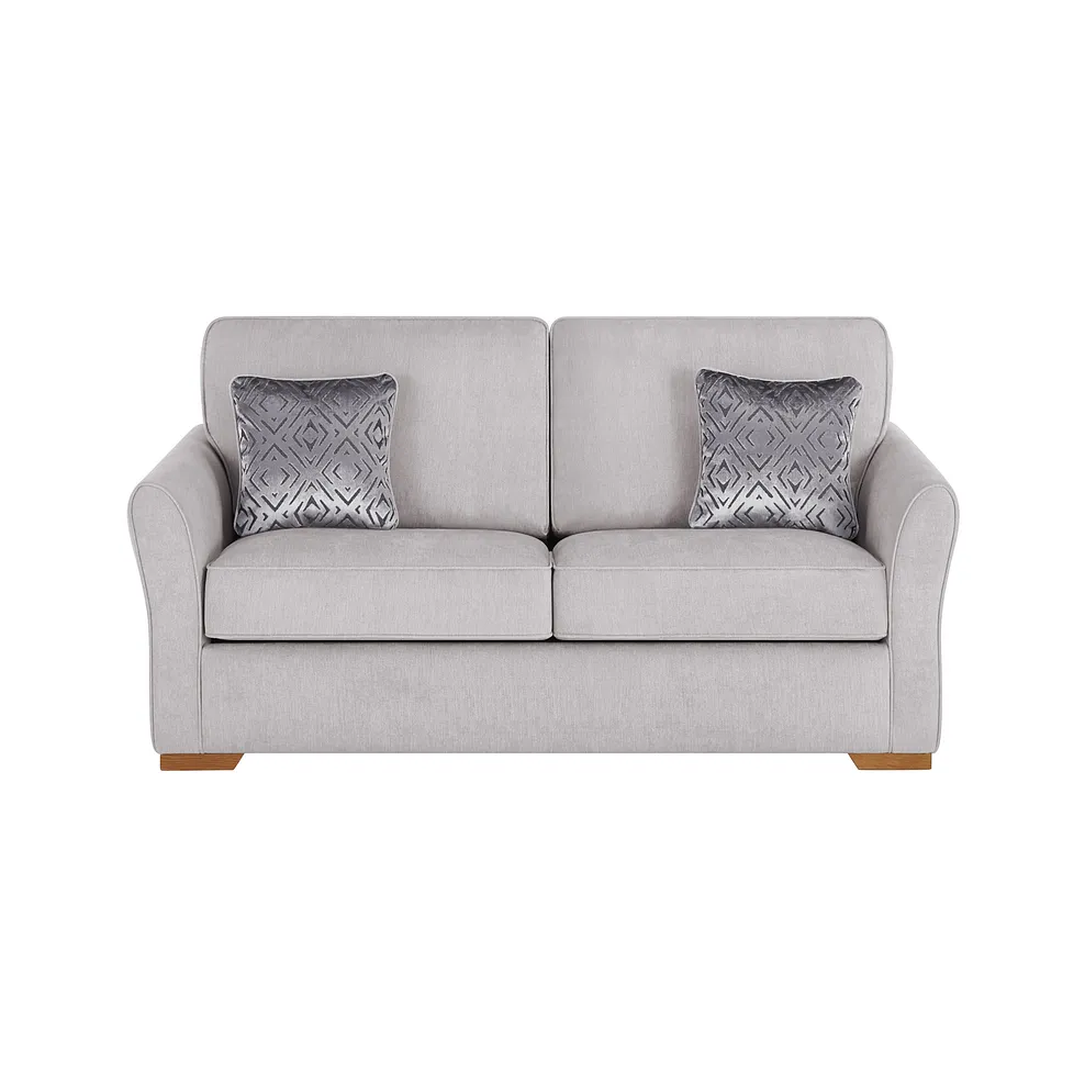 Jasmine 3 Seater Sofa Bed with Deluxe Mattress in Campo Silver with Khalifa Steel Scatters 4