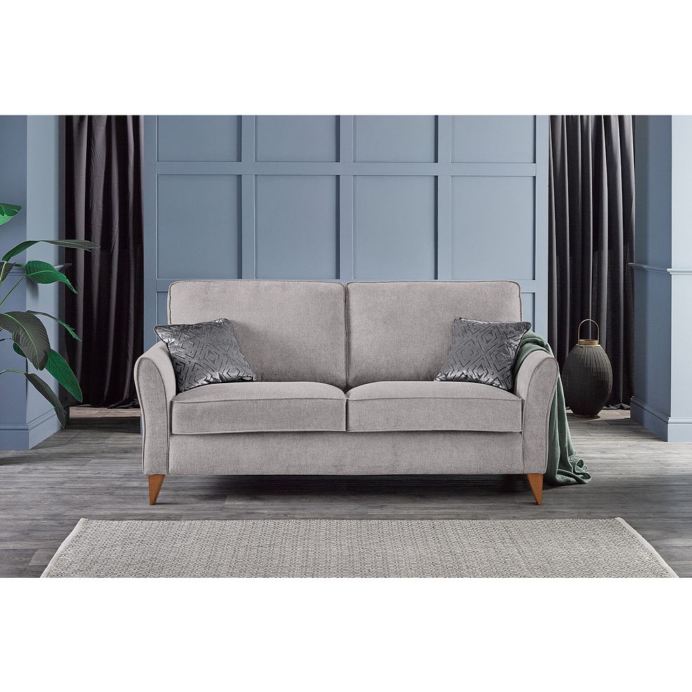 Jasmine 3 Seater Sofa in Campo Fabric - Silver with Khalifa Steel Scatters 1