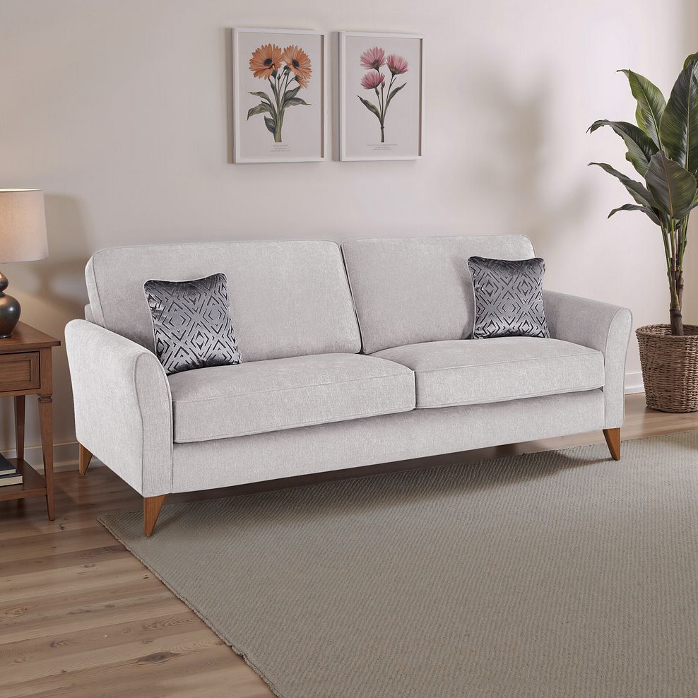 Jasmine 4 Seater Sofa in Campo Fabric - Silver with Khalifa Steel Scatters 1