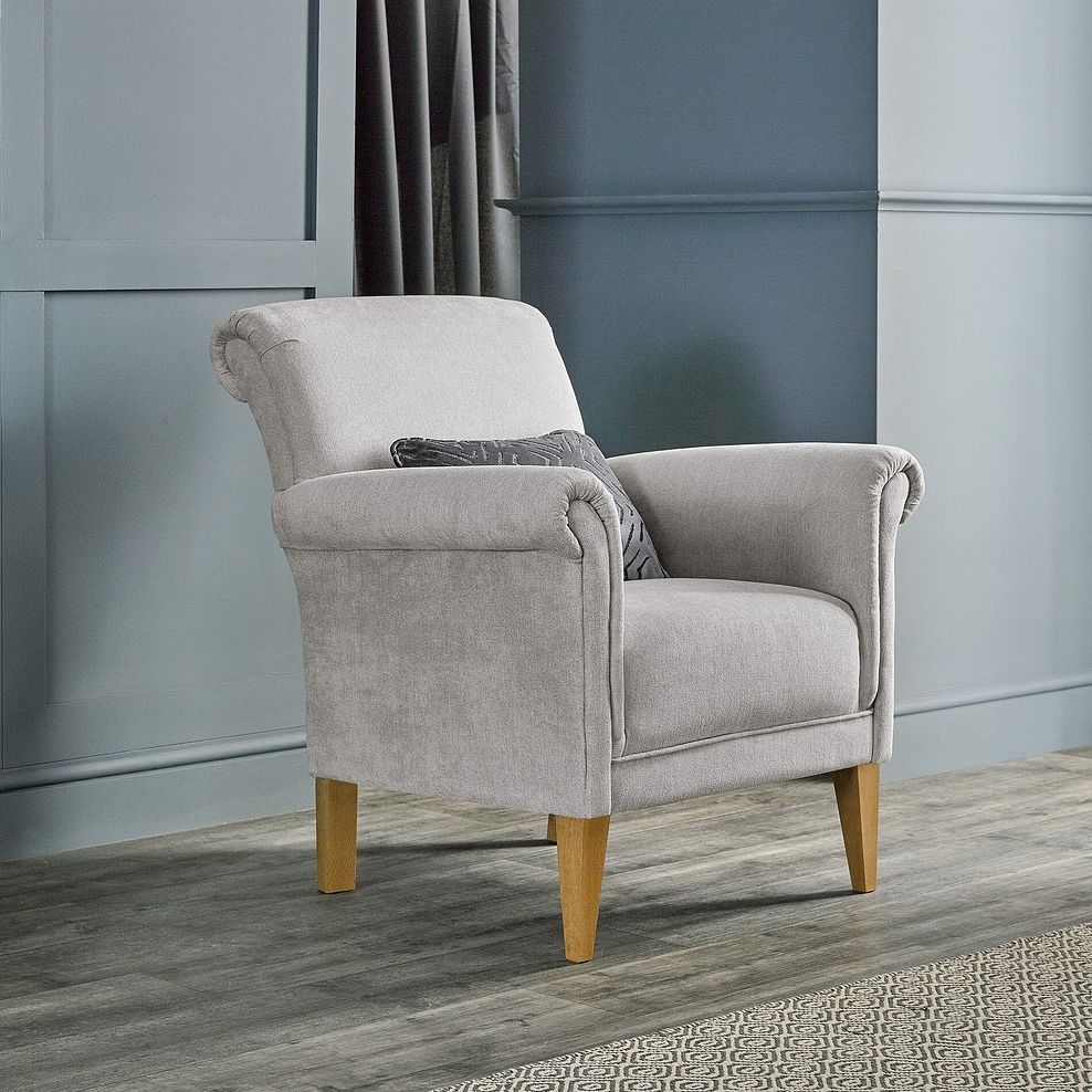 Jasmine Accent Chair in Campo Silver with Khalifa Steel Bolster 2