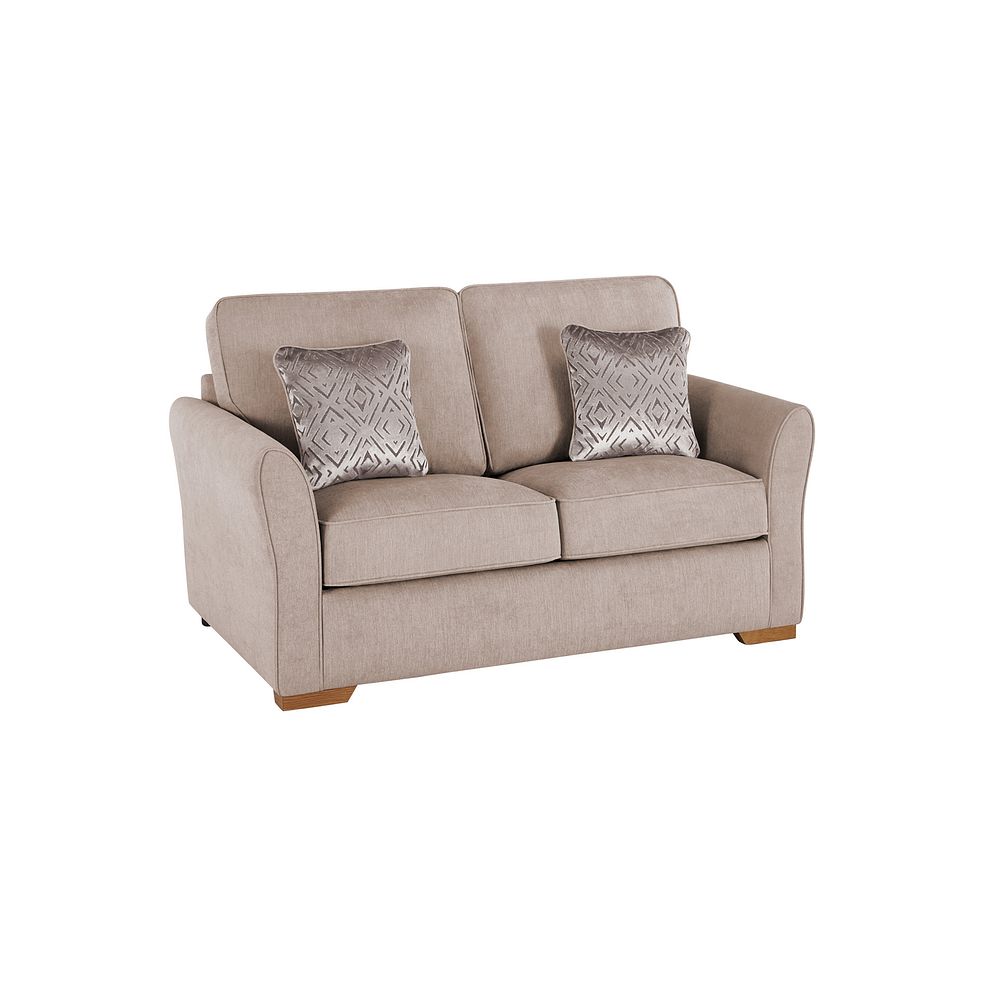 Jasmine 2 Seater Sofa Bed with Deluxe Mattress in Campo Taupe with Khalifa Gold Scatters 2