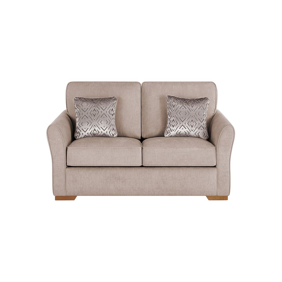 Jasmine 2 Seater Sofa Bed with Deluxe Mattress in Campo Taupe with Khalifa Gold Scatters 3