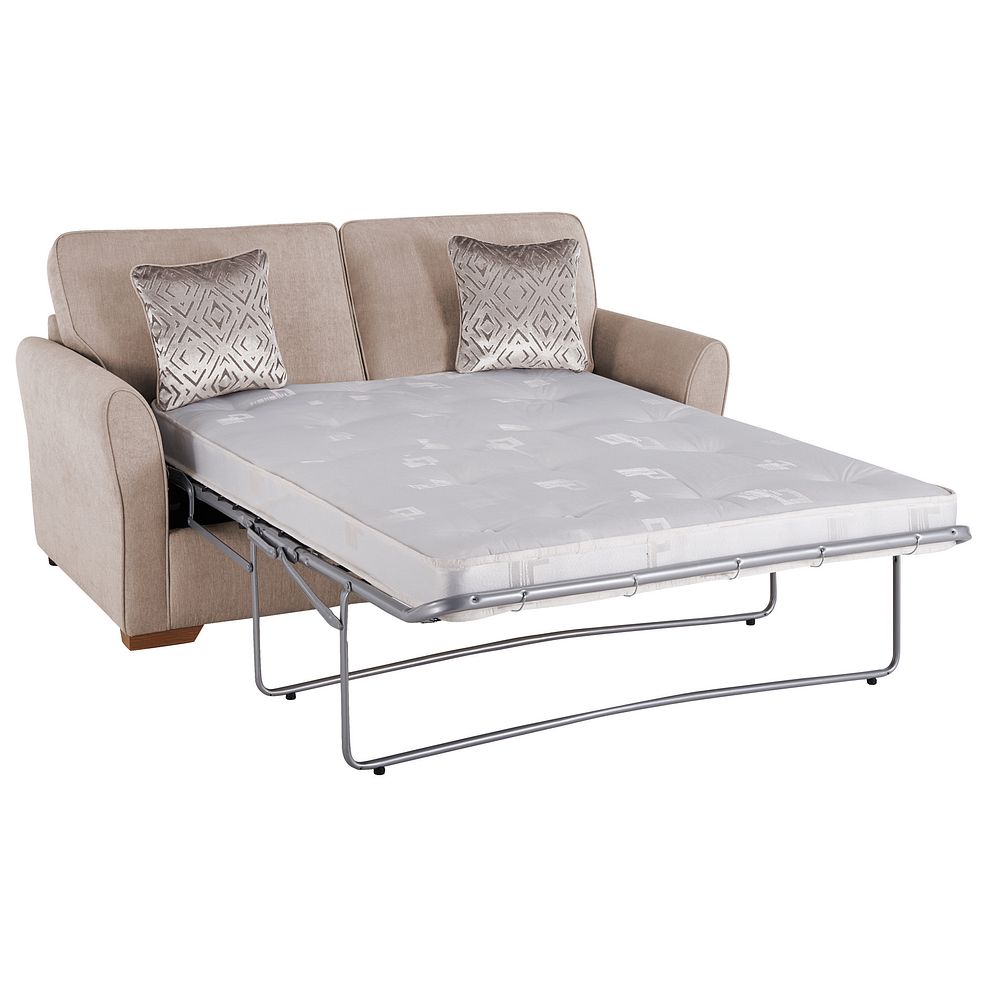 Jasmine 3 Seater Sofa Bed with Deluxe Mattress in Campo Taupe with Khalifa Gold Scatters 1