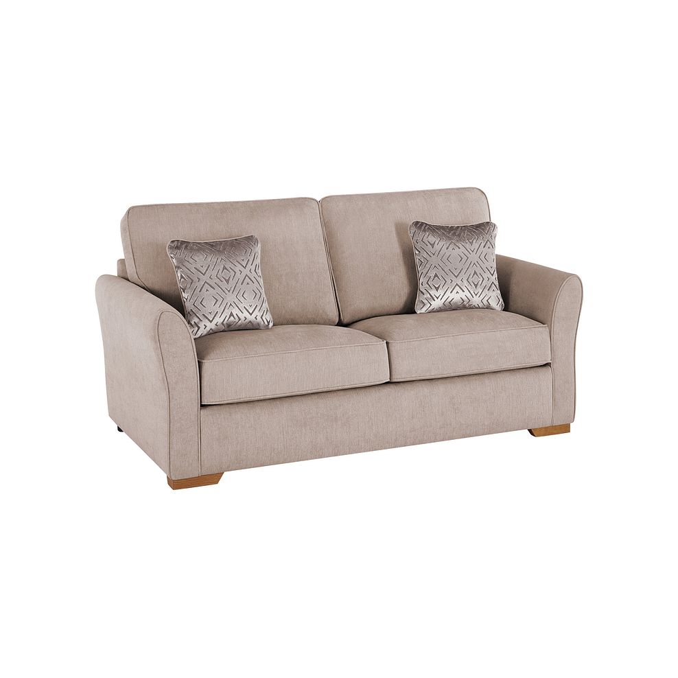 Jasmine 3 Seater Sofa Bed with Deluxe Mattress in Campo Taupe with Khalifa Gold Scatters Thumbnail 2