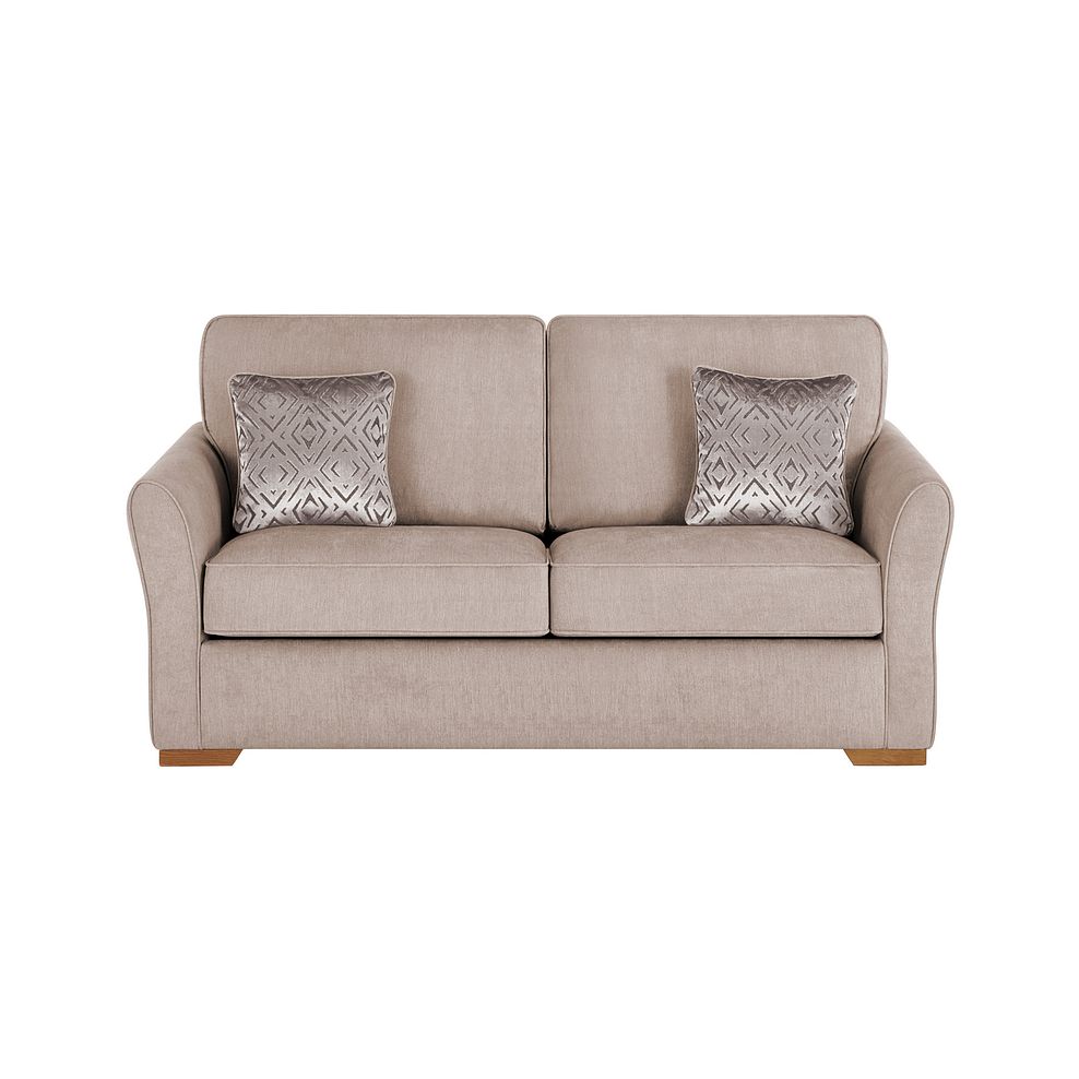 Jasmine 3 Seater Sofa Bed with Deluxe Mattress in Campo Taupe with Khalifa Gold Scatters 3
