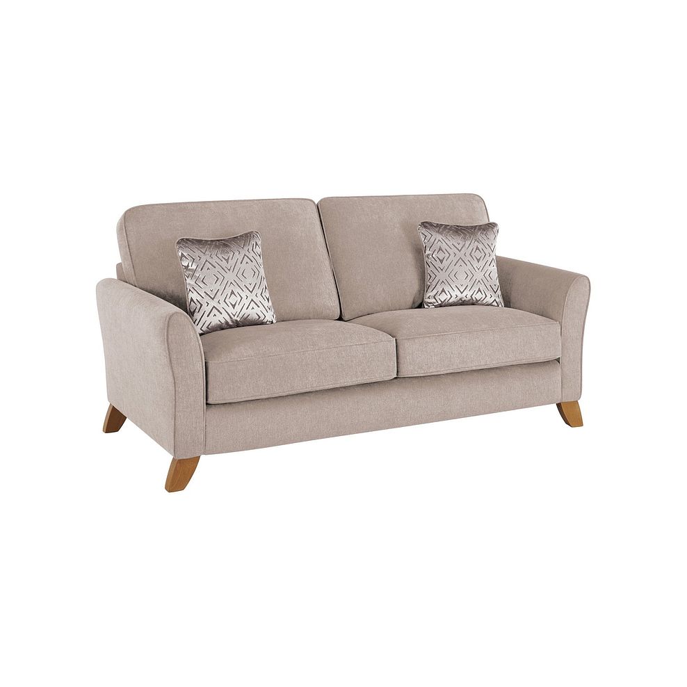 Jasmine 3 Seater Sofa in Campo Fabric - Taupe with Khalifa Gold Scatters