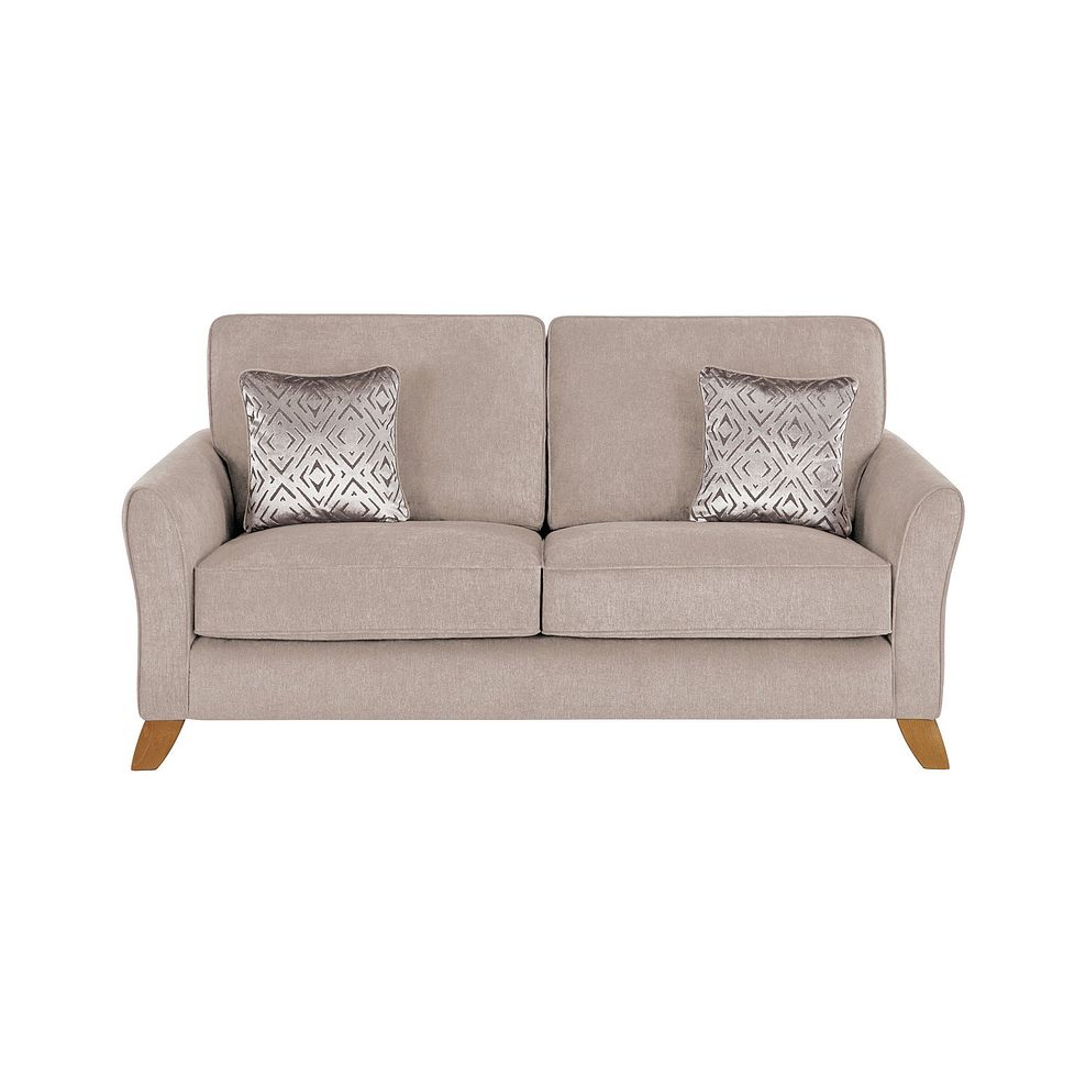 Jasmine 3 Seater Sofa in Campo Fabric - Taupe with Khalifa Gold Scatters 2