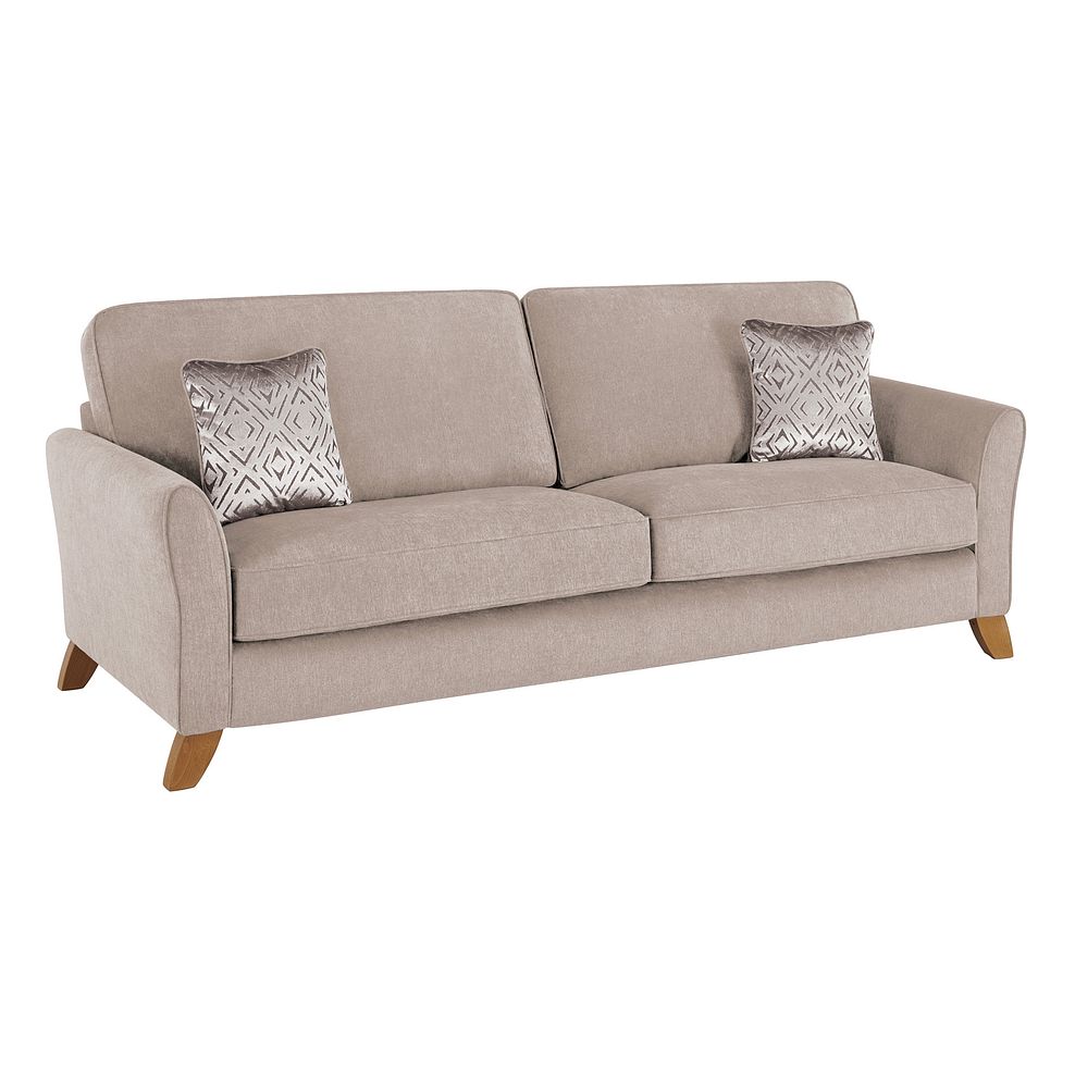 Jasmine 4 Seater Sofa in Campo Fabric - Taupe with Khalifa Gold Scatters 1