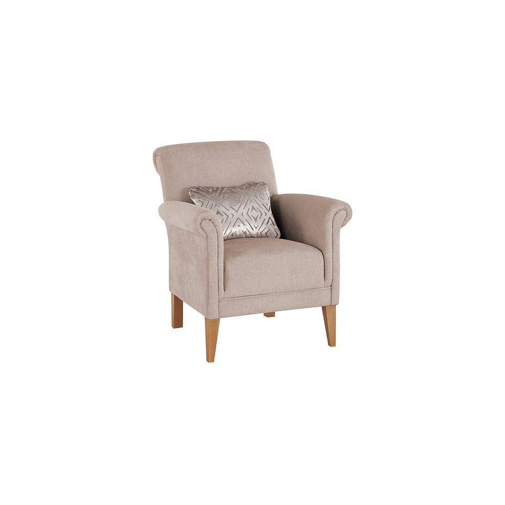 Jasmine Accent Chair in Campo Taupe with Khalifa Gold Bolster 1