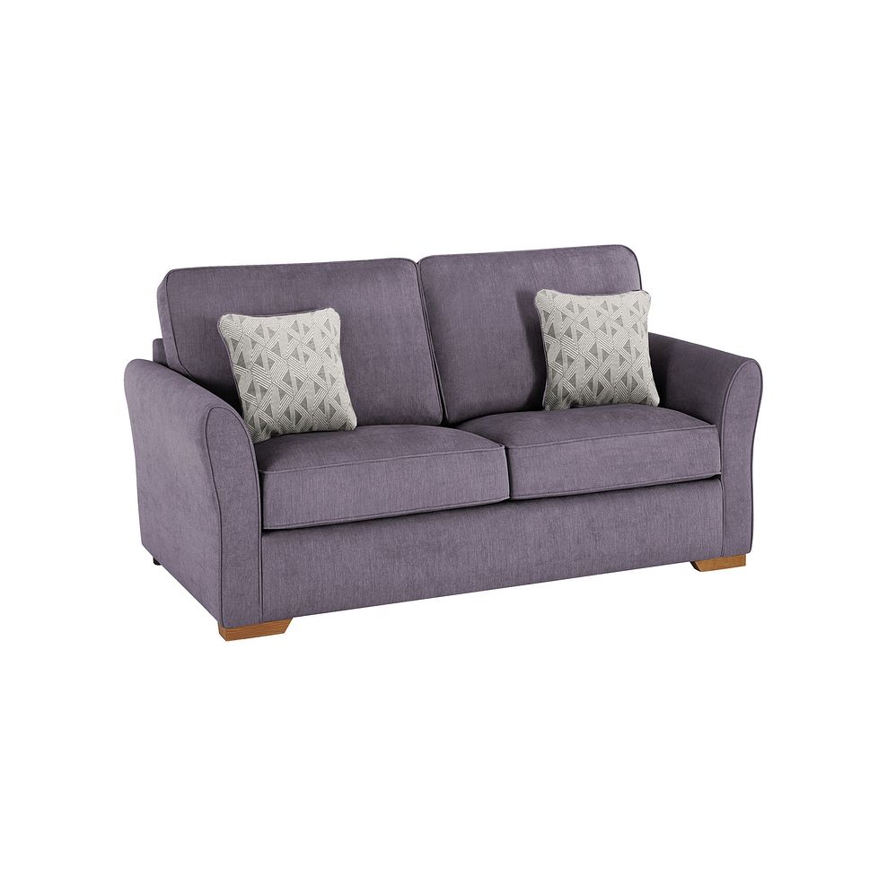 Jasmine 3 Seater Sofa Bed in Cosmo Pewter Fabric Oak Furnitureland