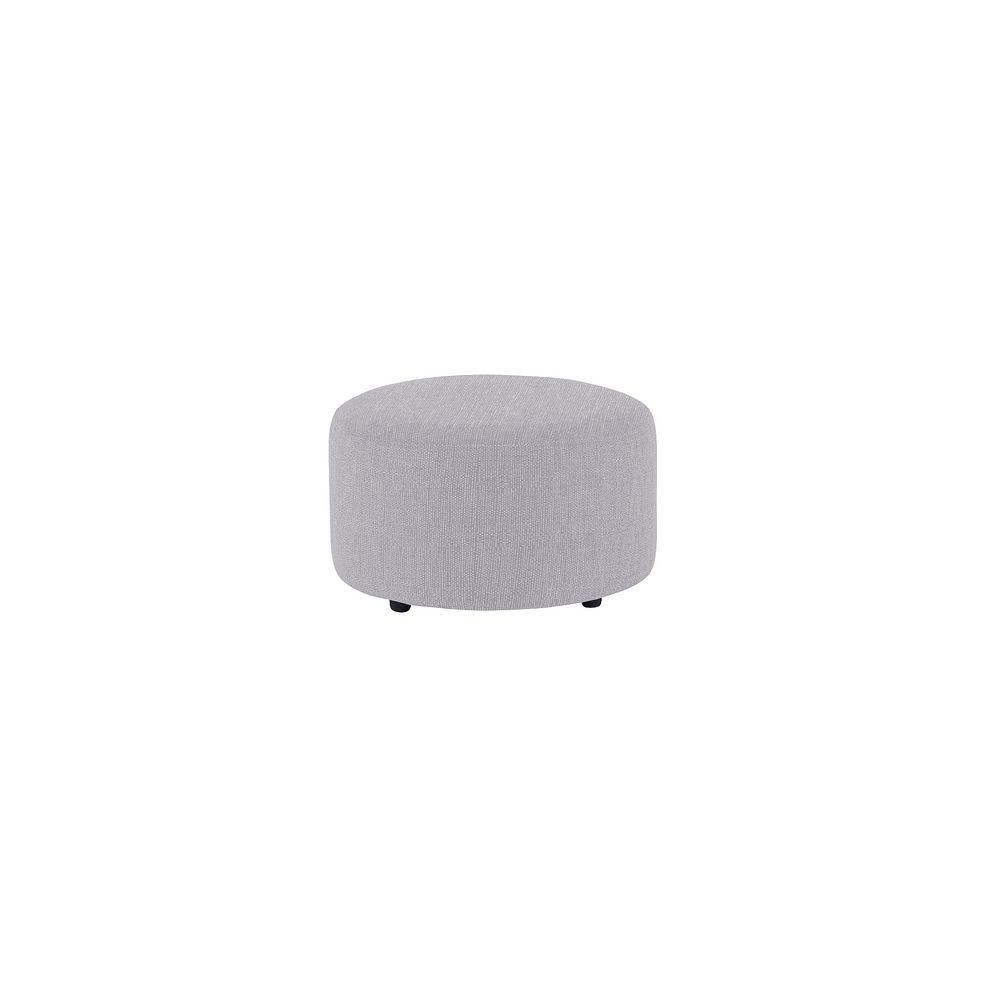 Jasmine Round Footstool in Cosmo Silver Fabric Thumbnail 1