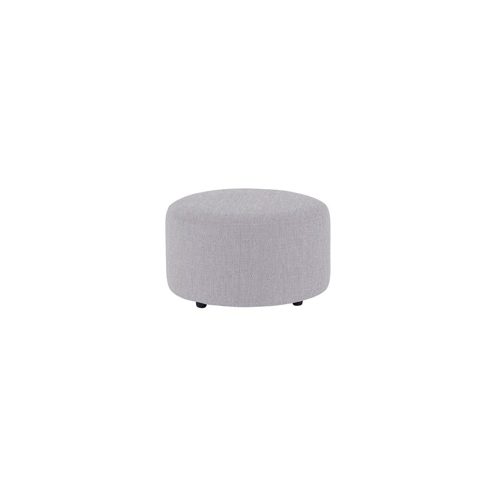 Jasmine Round Footstool in Cosmo Silver Fabric 1