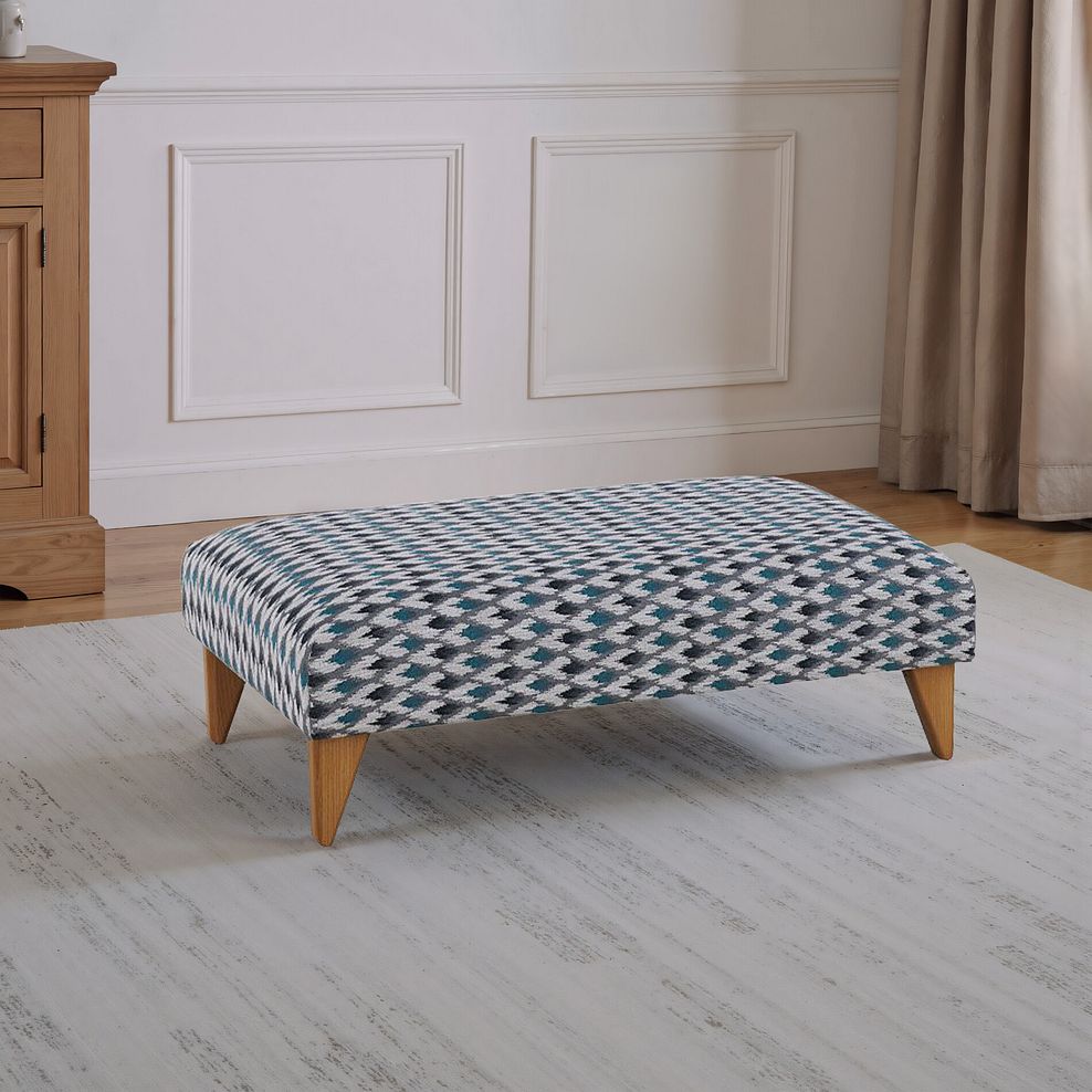 Jasmine Footstool in Newton Ocean Fabric 1