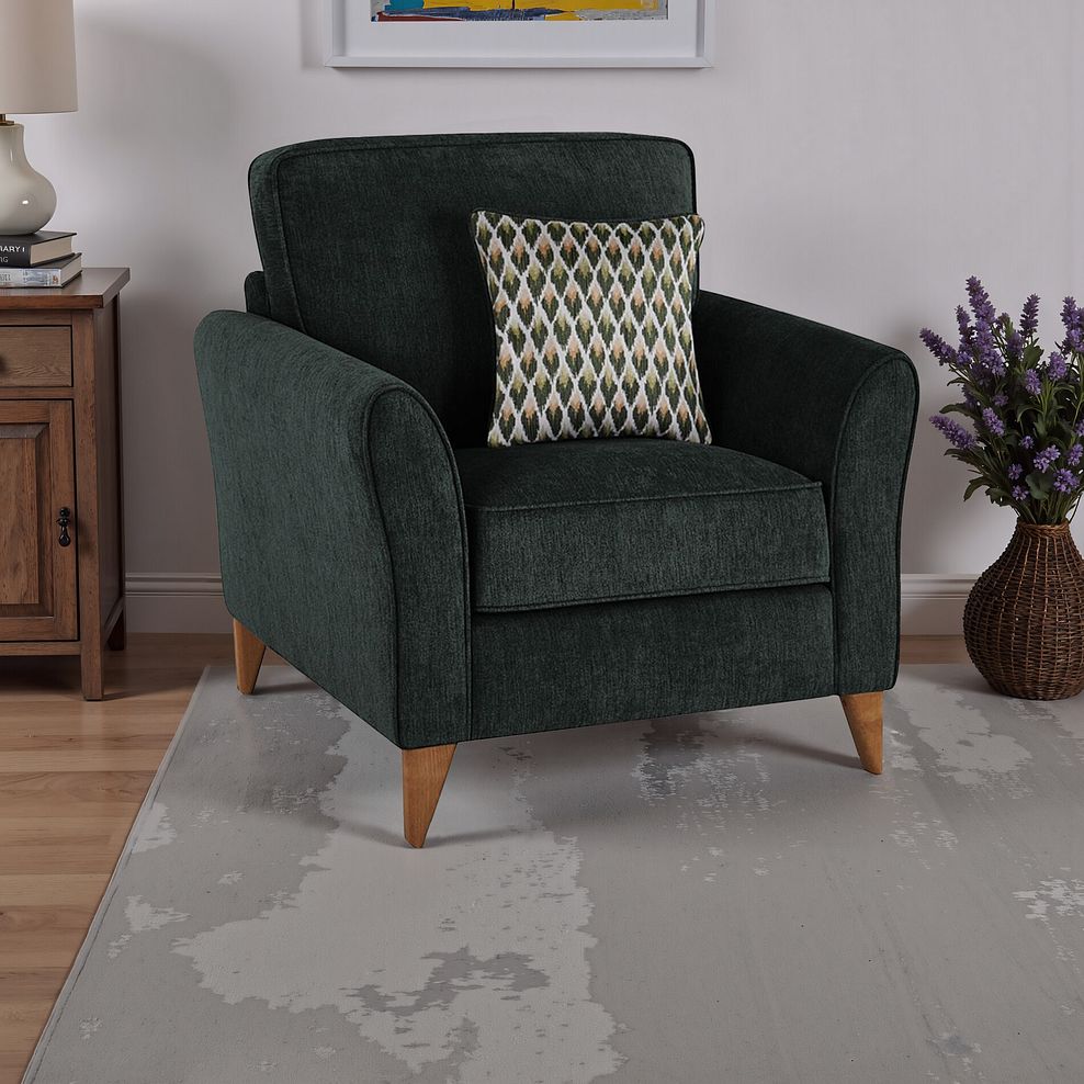 Jasmine Armchair in Orkney Fabric - Forest with Newton Forest Scatters 1