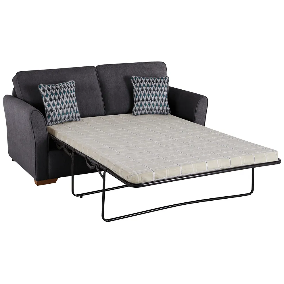 Jasmine 3 Seater Sofa Bed with Standard Mattress in Orkney Graphite with Newton Ocean Scatters