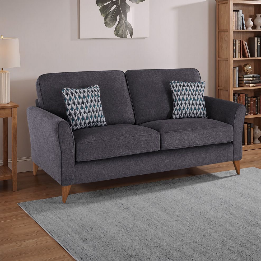 Jasmine 3 Seater Sofa in Orkney Fabric - Graphite with Newton Ocean Scatters 1