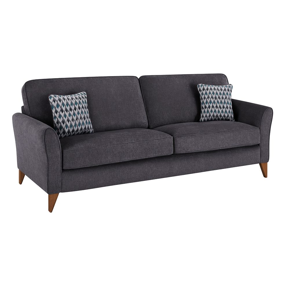 Jasmine 4 Seater Sofa in Orkney Fabric - Graphite with Newton Ocean Scatters 1