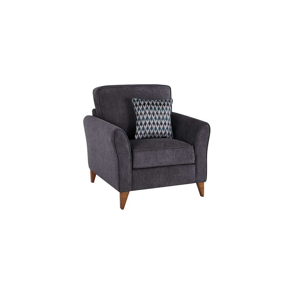 Jasmine Armchair in Orkney Fabric - Graphite with Newton Ocean Scatters 1