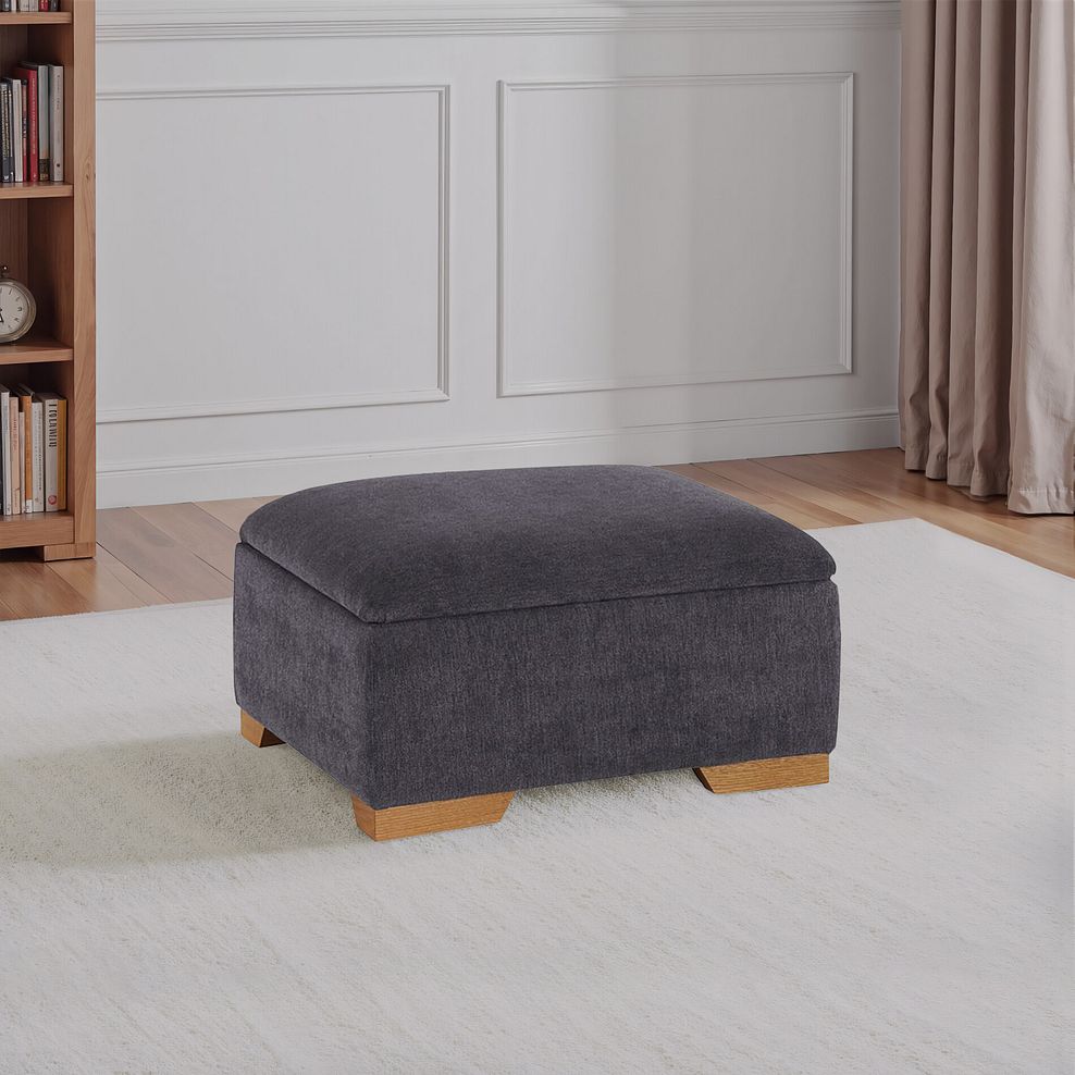Jasmine Storage Footstool in Orkney Graphite Fabric 1
