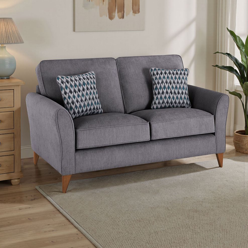 Jasmine 2 Seater Sofa in Orkney Fabric - Grey with Newton Ocean Scatters 1