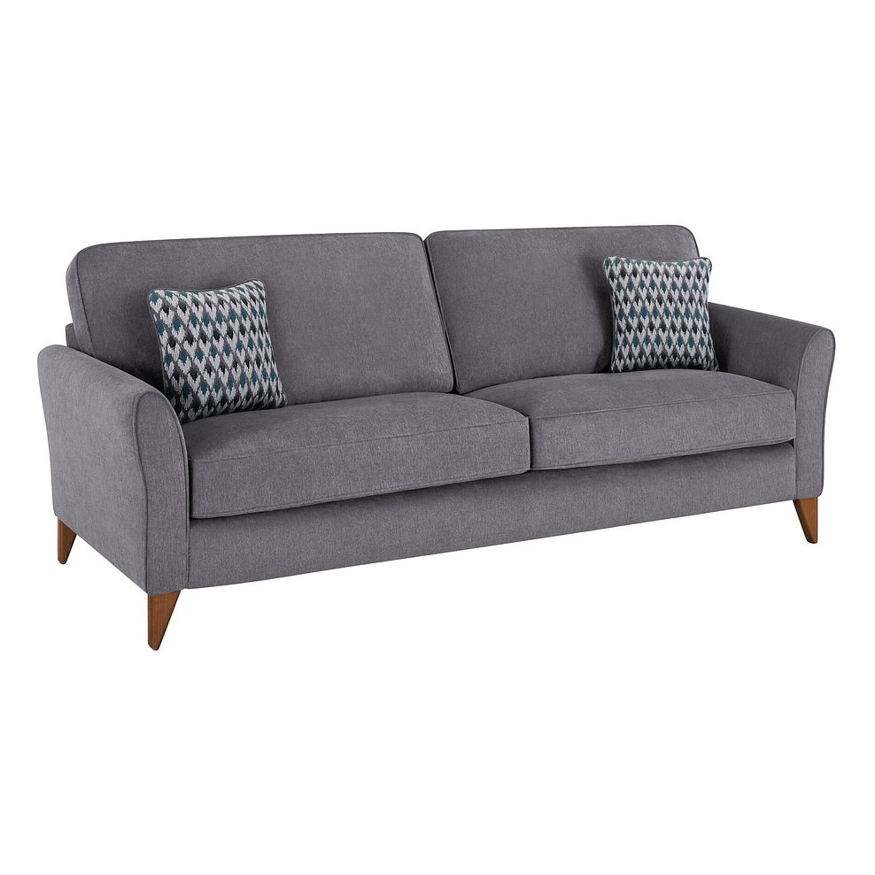 Jasmine 4 Seater Sofa in Orkney Fabric - Grey with Newton Ocean Scatters 1