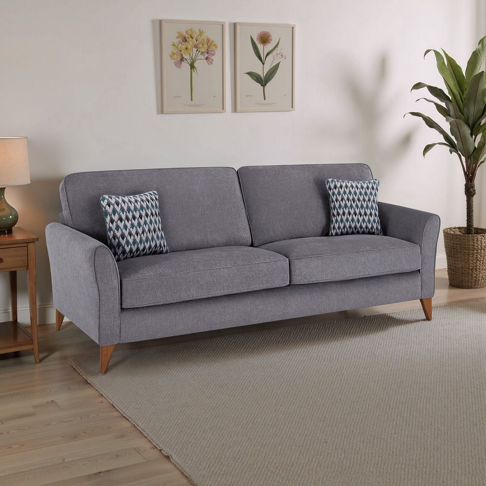 Jasmine 4 Seater Sofa in Orkney Fabric - Grey with Newton Ocean Scatters 1