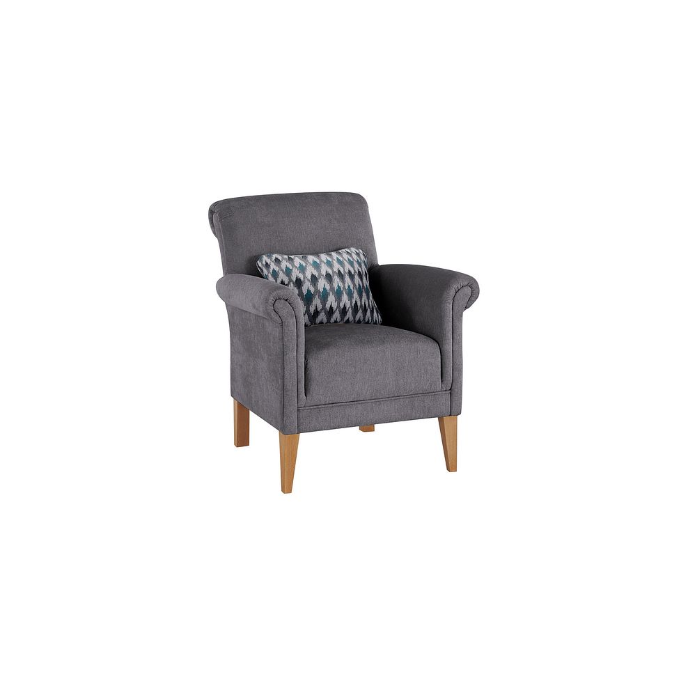 Jasmine Accent Chair in Orkney Grey with Newton Ocean Bolster 1