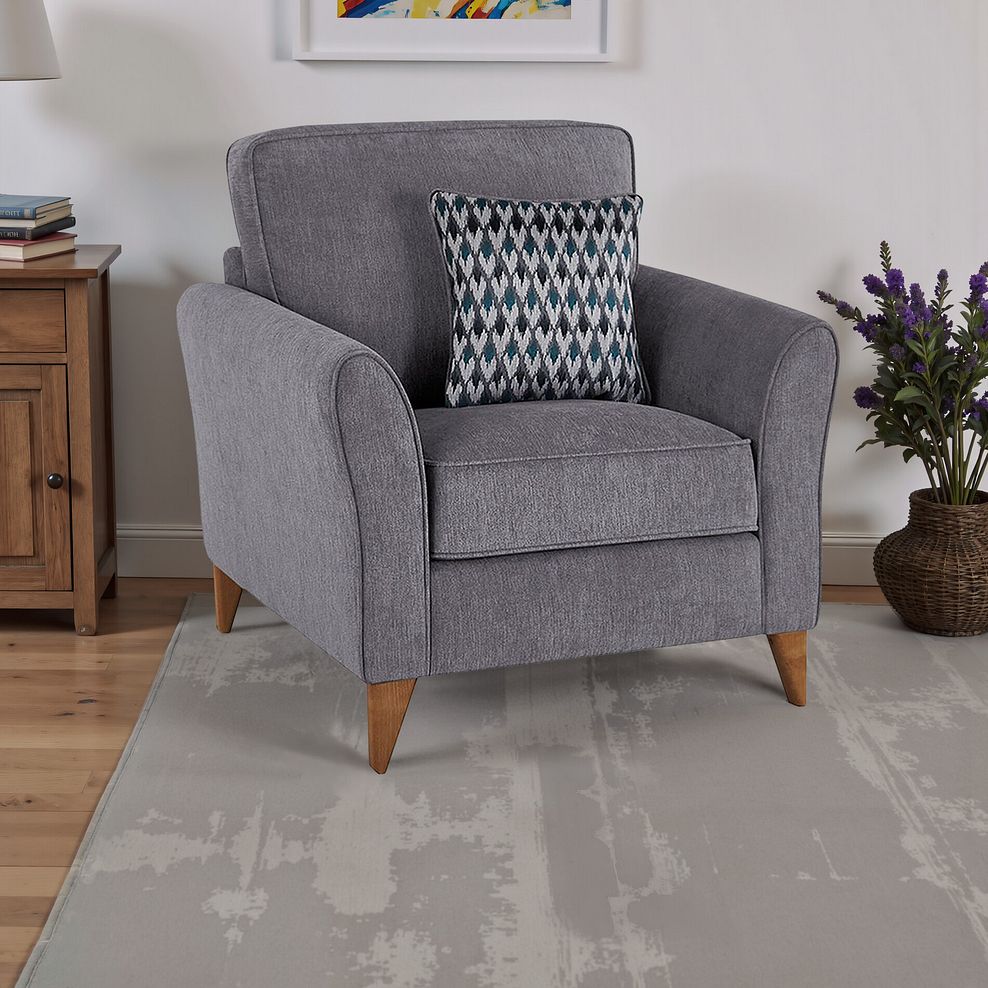 Jasmine Armchair in Orkney Fabric - Grey with Newton Ocean Scatters 1