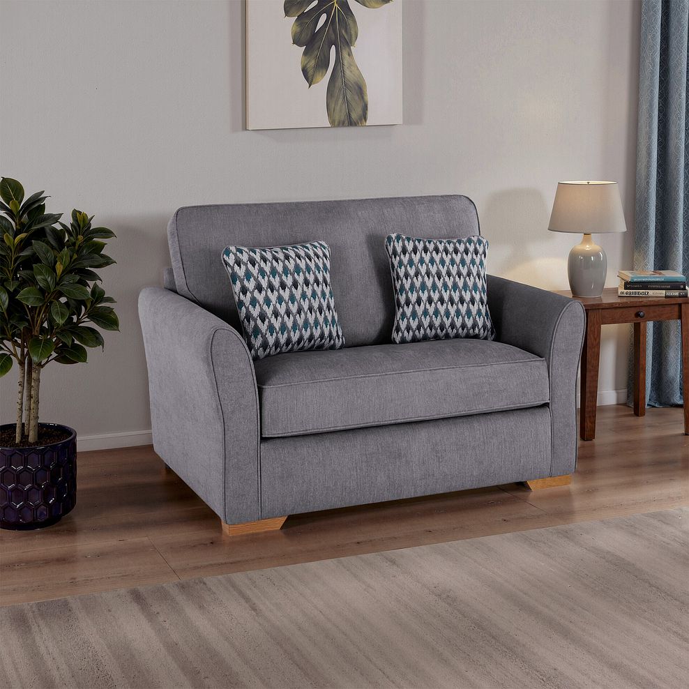 Jasmine Armchair Sofa Bed with Deluxe Mattress in Orkney Grey with Newton Ocean Scatters 1