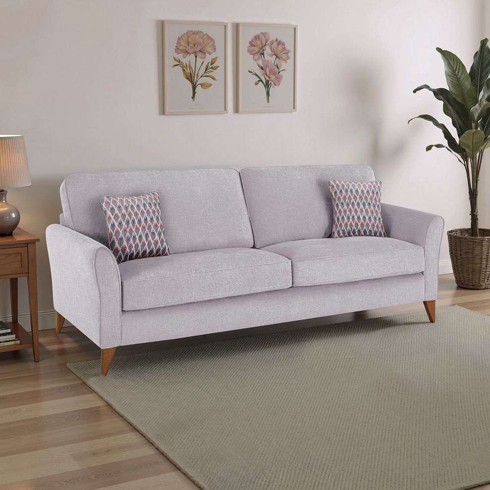 Jasmine 4 Seater Sofa in Orkney Fabric - Natural with Newton Coral Scatters 1