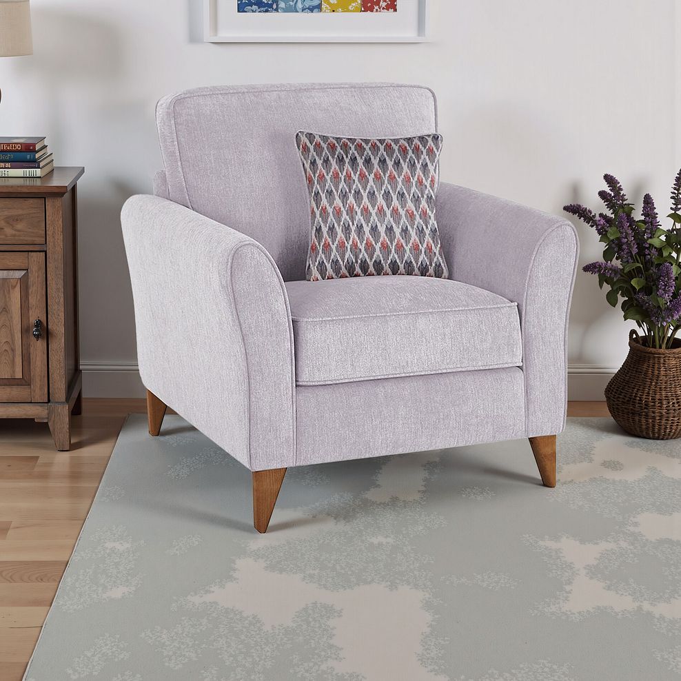 Jasmine Armchair in Orkney Fabric - Natural with Newton Coral Scatters 1