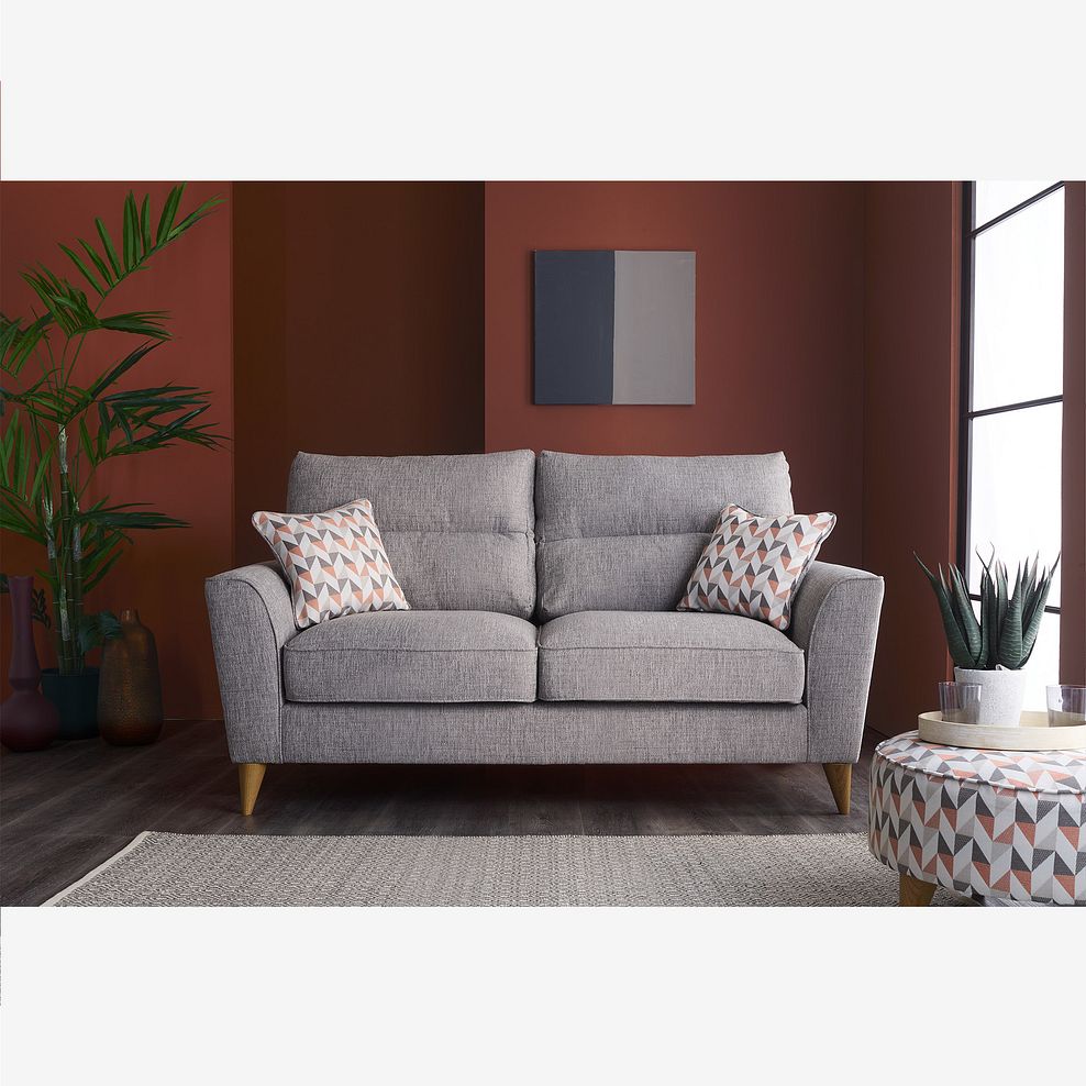 Jensen Silver 2 Seater Sofa with Coral Accent 1